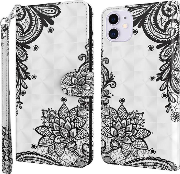 Image du produit Cover-Discount iPhone 13 - Étui effet paillettes fleurs noir (Apple iPhone 13)