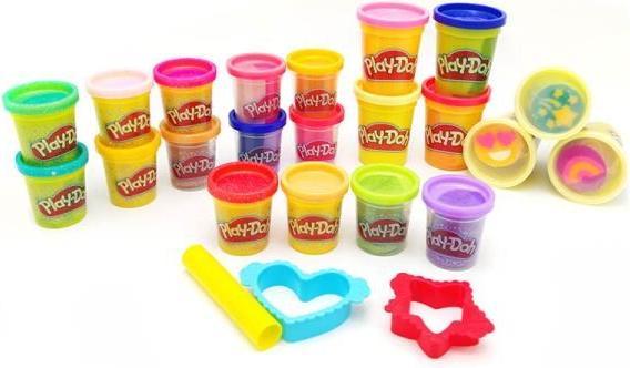 Actual product image Lean Toys Play-Doh Bright n Happy Variety Pack with 21 Pots Including Sparkle and Metallic Shine