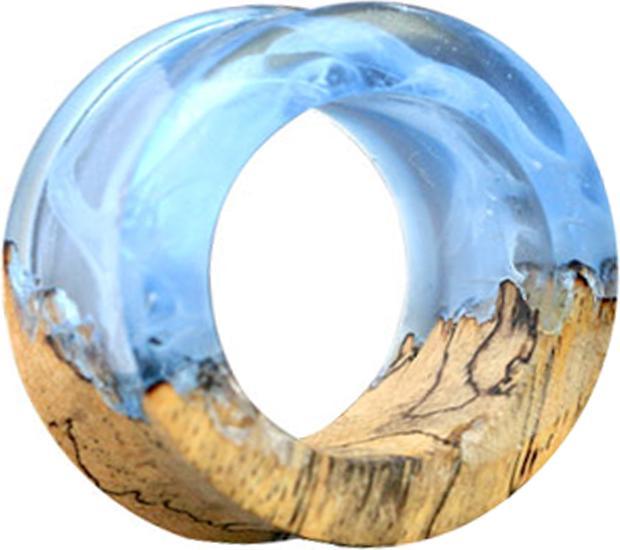 Immagine prodotto Star Piercing Tunnel svasato che tinge di blu epossidico il legno di tamarindo (senza ottone, Organico)