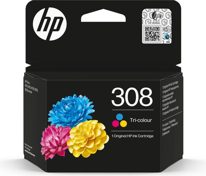 Actual product image HP 308 Tri-colour Original Ink Cartridge