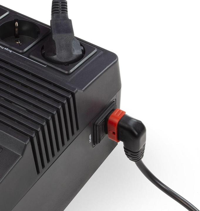 Actual product image Iec Lock 230V Powercord CEE 7/7 male(angled) to C13 (right angled) lockable, black, 2 meter (2 m)