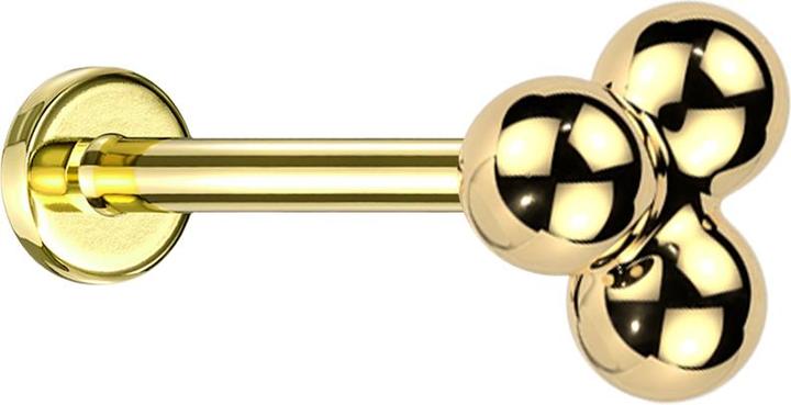 Star Piercing Micro Threadless Labret vergoldet drei Kugeln (ohne Messing, Titan G23)