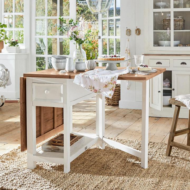 Actual product image Loberon Table Dale antique white/brown (160 x 78 x 80 cm)