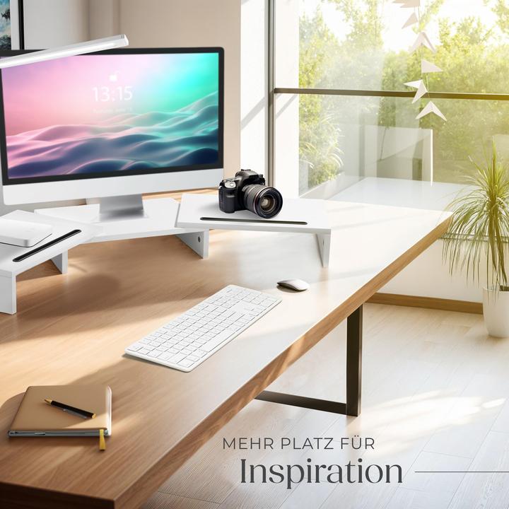 Immagine prodotto tectake Supporto monitor Bozen, 3 pezzi, inclusi supporti per smartphone