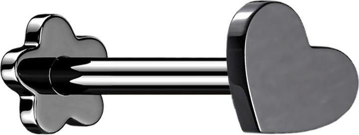 Actual product image Star Piercing Micro threadless labret flower black heart (Titanium G23, without brass)