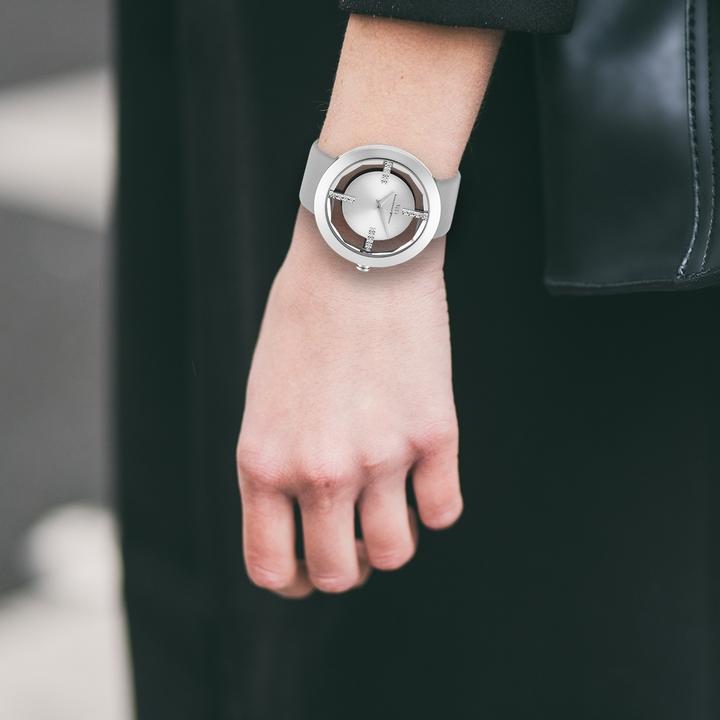 Actual product image Ladies quartz watch Lucrezia genuine leather gray - 5128 (Analogue wristwatch, 42 mm)
