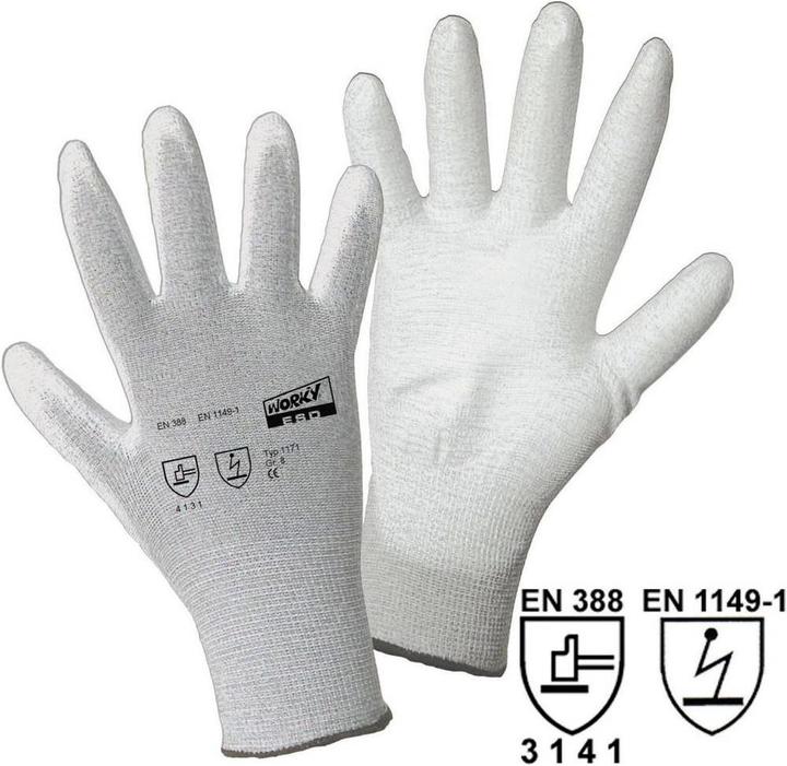 Actual product image Worky Fine knit glove ESD Nylon/PU (10)