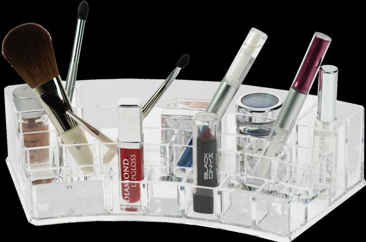 Image du produit Organiseur cosmétique, acrylique, semi-circulaire, vide, dimensions : 28,2 x 11,9 cm, hauteur 6,5 cm