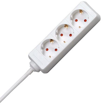 Kopp 3-fold socket strip, with 45° turned pots, 5m supply line H05VV-F3G1,5mm², 16A, 250V (3 x, CEE 7/3, 5 m)