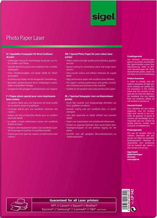 Produktbild Sigel Laser Fotopapier (170 g/m², A4, 100 x)