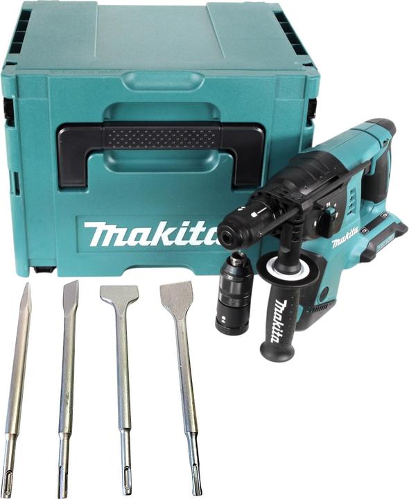 Immagine prodotto Makita DHR 264 ZJ Akku Bohrhammer 36 V ( 2x 18 V ) 3,0 J SDS-Plus + 4 tlg. Meissel Set + Makpac - (Batteria ricaricabile)