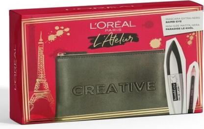 L'Oréal Paris LOreal Set (Mascara False Lash Bambi Eye Extra Black + Le Khol Midnight Black 101 + Pochette) (Make up set)