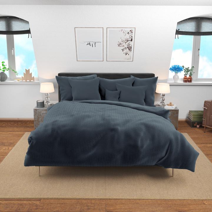 Image du produit Lotus Bettwaren Parure de lit en satin seersucker uni (Taie d'oreiller, 65 x 65 cm)