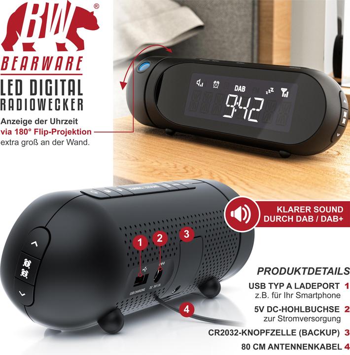Produktbild Bearware Radiowecker mit Projektion