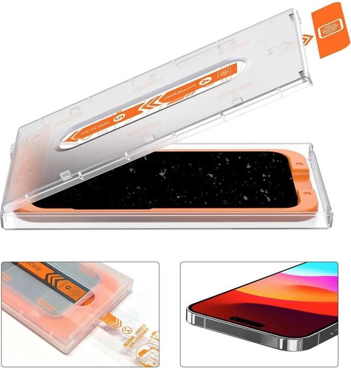 Actual product image PhoneLook Fully protective glass with automatic mounting system against bubbles and dust 3D (1 Piece, Apple iPhone 15 Pro Max)