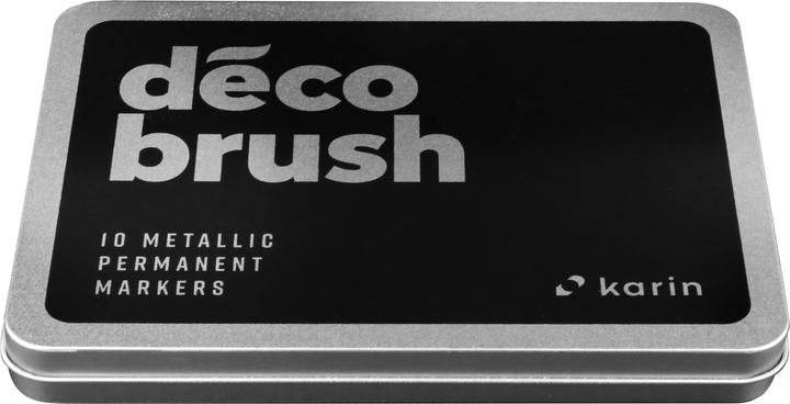 Actual product image Karin Brush Marker Pro Metall Box (Metallic Silver, Metallic Blue, Metallic Red Gold, Metallic Violet, Metallic Light Green, Metallic Black, Metallic Green, Metallic copper, Metallic Pink, Metallic Gold, 10 x)