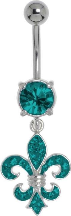 Bijouteria Bauchpiercing (Messing rhodiniert, Chirurgenstahl 316L, Kristall)
