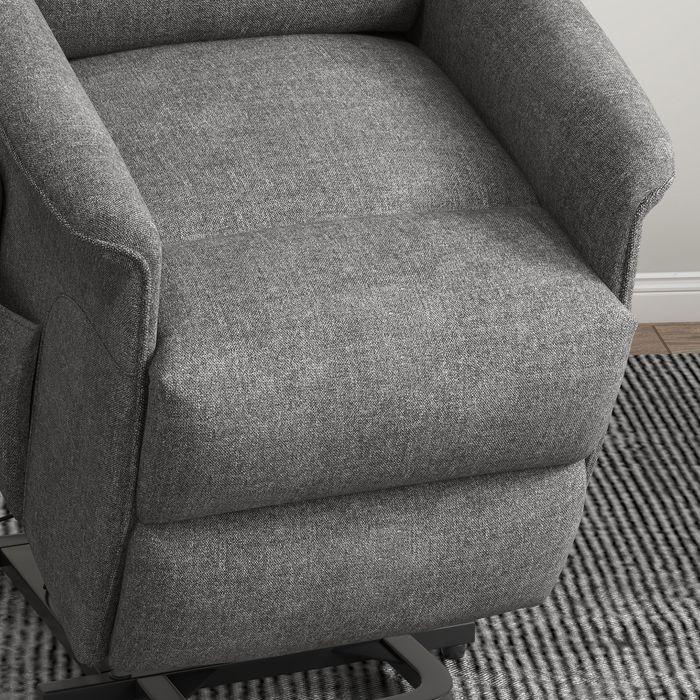 Immagine prodotto Swisshandel24 Poltrona TV con supporto, elettrica, funzione reclinabile, look lino, telecomando, grigio