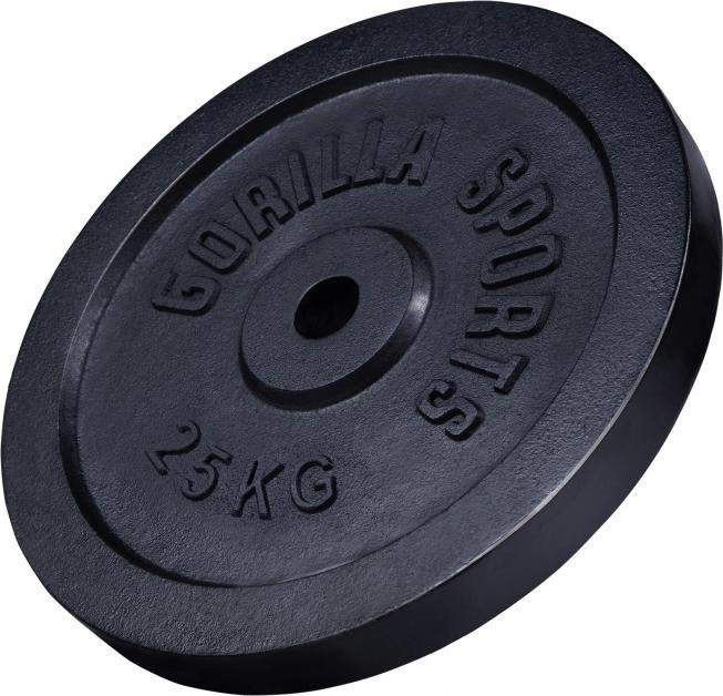 Image du produit Gorilla Sports Plaque de poids en fonte noire 1,25-15 KG (1 x 25 kg)