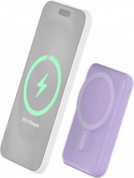 Immagine prodotto Bigben Caricabatterie a induzione Powerbank, compatibile con MagSafe, viola (5000 mAh, 10 W)