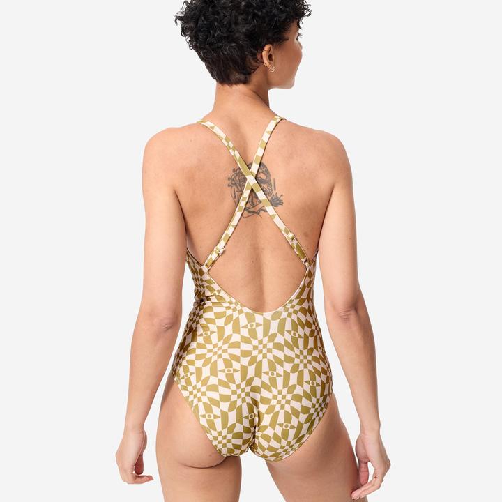 Produktbild Nabaiji Badeanzug Damen - Lila Psychodam olivgrün (XL)