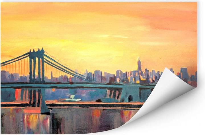 Image du produit Trenddeko Blue Manhattan Skyline avec pont et ciel vanille (80 x 50 cm, 150 x 100 cm, 45 x 30 cm, 120 x 80 cm, 60 x 40 cm, 30 x 20 cm)