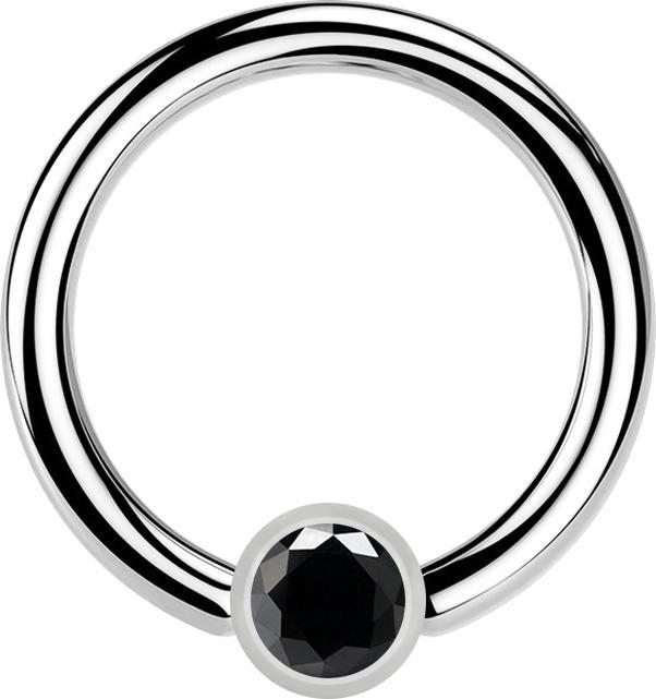 Image du produit Star Piercing Micro Ball Closure anneau argent et cristal noir (Acier chirurgical 316L, sans laiton)