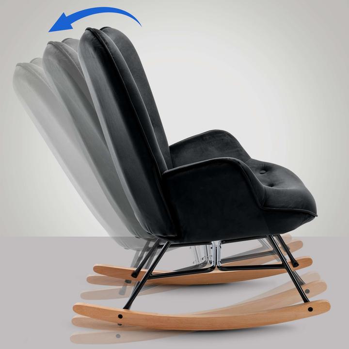 Image du produit CLP fauteuil à bascule Sanka velours, noir