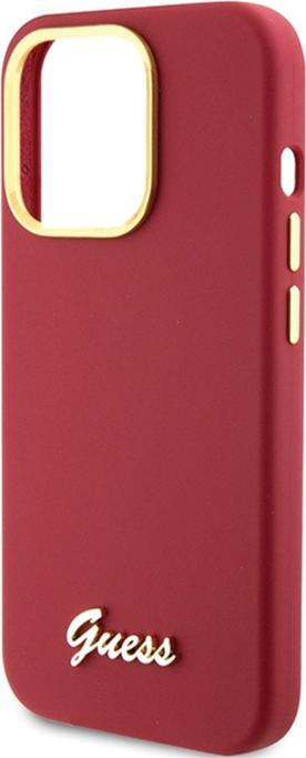 Produktbild Guess GUHCP15LSMBSLM iPhone 15 Pro 6.1" magenta hardcase Silicone Script Metal Logo & Frame (Apple iPhone 15 Pro)