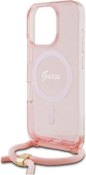 Image du produit Guess GUHMP16LHCTSGNSP iPhone 16 Pro 6.3" różowy/pink hardcase Crossbody Cord Script MagSafe (Apple iPhone 16 Pro)