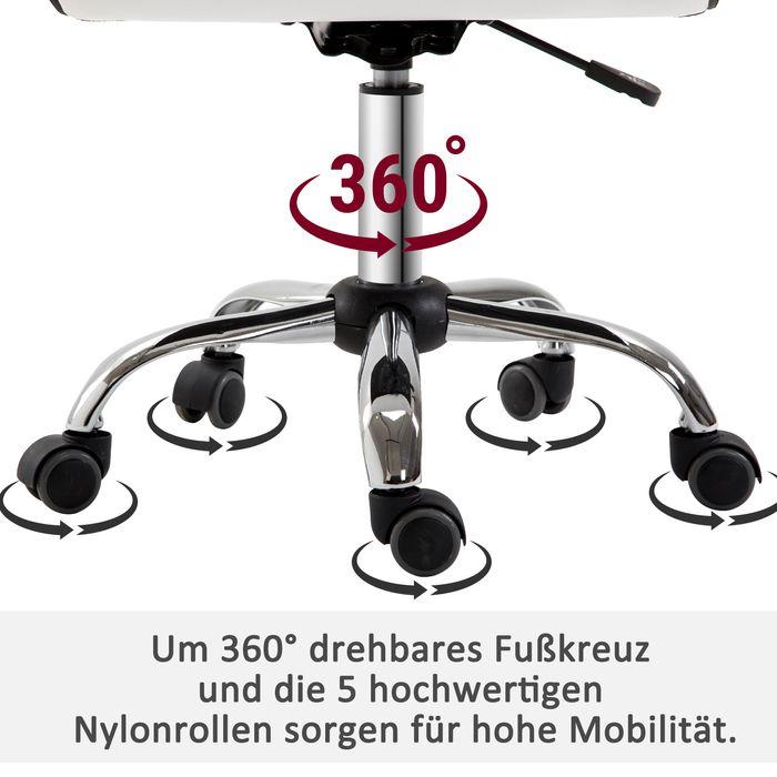 Produktbild Swisshandel24 Bürostuhl mit Rückenlehne Stahl PU, Weiss