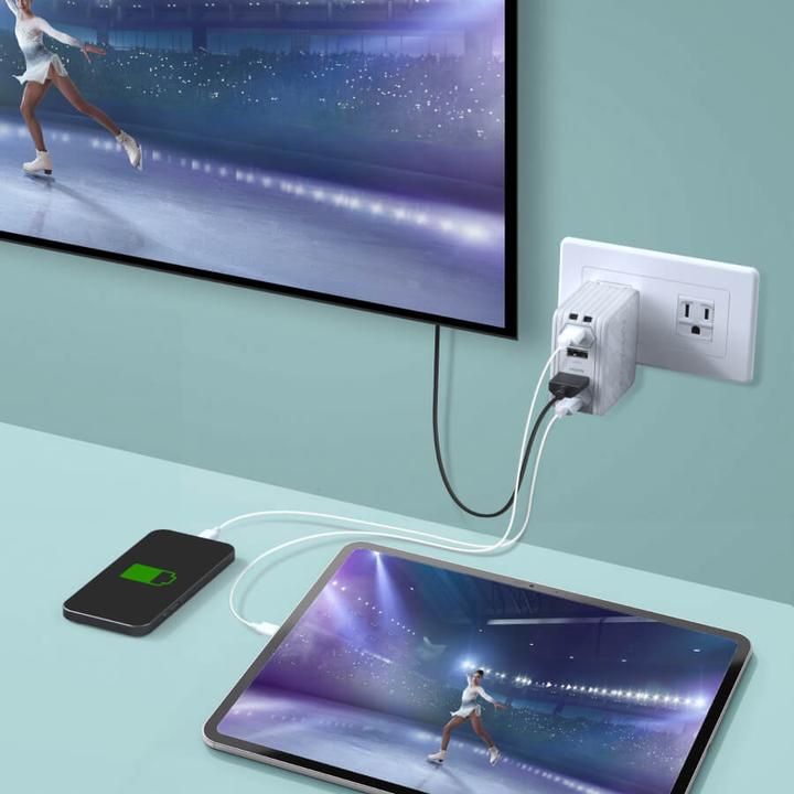 Actual product image AVerMedia Charging dock, EliteGO (GC313Pro) White, 100W GaN, HDMI (Mac)