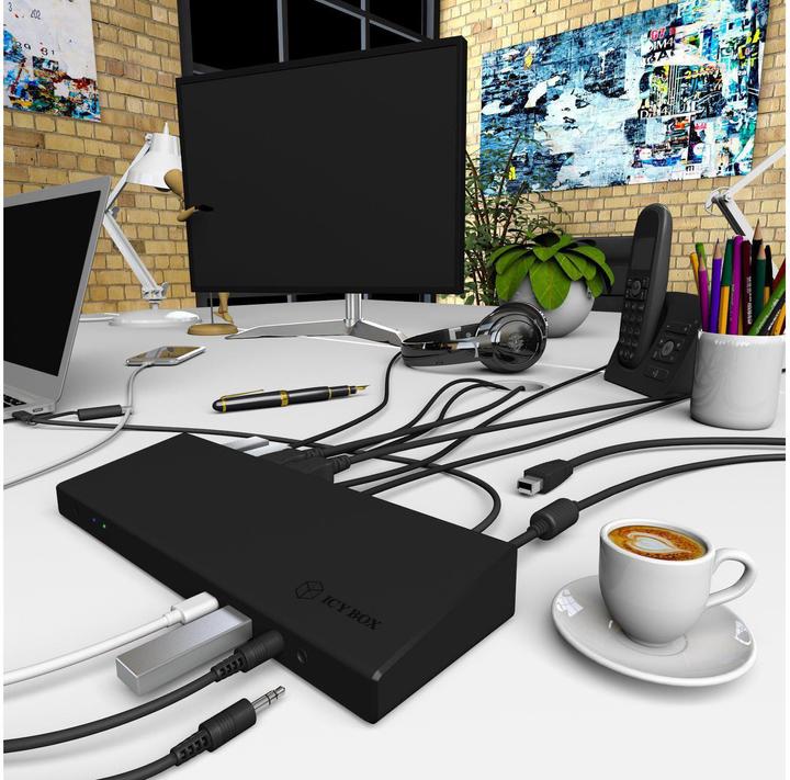 Produktbild Icy Box Dockingstation Notebook USB-C -> 3x Videoausgabe 60H (USB-C, 14 Ports)