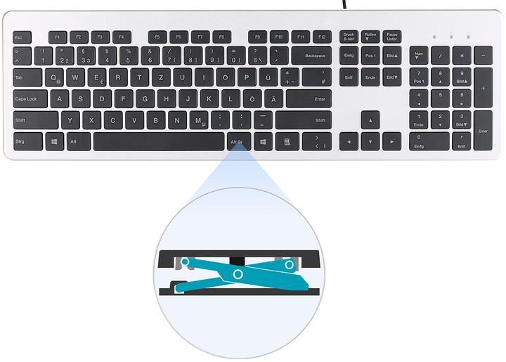 GeneralKeys USB-Voll-Tastatur, Super-Slim mit Scissor-Tasten (DE, Kabelgebunden)
