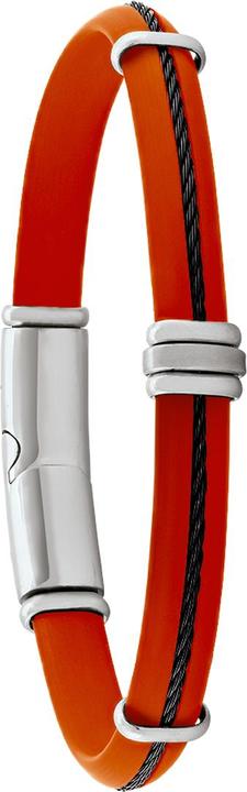 Immagine prodotto Jourdan Bracciale in caucciù rosso, acciaio, cavo in acciaio rivestito in PVD nero (23 cm, Gomma, Acciaio)