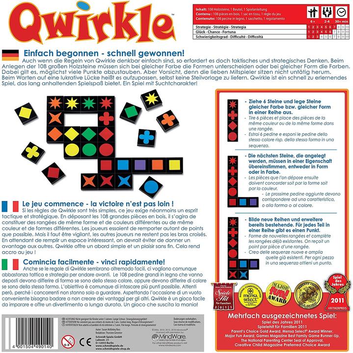 Image du produit Schmidt Spiele Qwirkle (Allemand, Français, Italien)