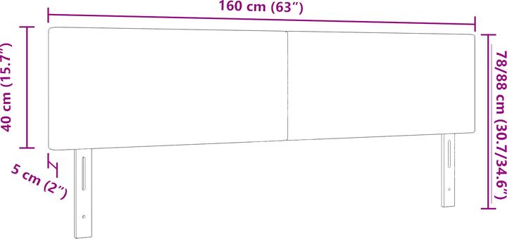 Produktbild VidaXL LED Kopfteil Einfarbig Dunkelgrau 80 cm Cordstoff (160 x 5 x 88 cm)