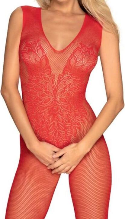 Actual product image Obsessive Bodysuit Ouvert in Mesh with Floral Pattern (S, M, L)