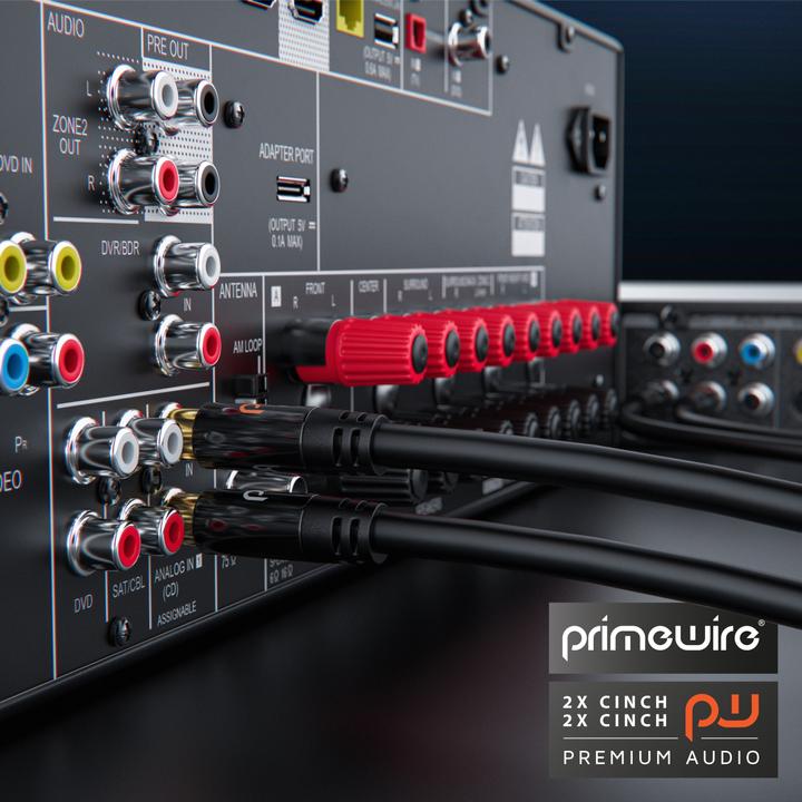 Actual product image Primewire Stereo Cinch Audio Cable, RCA, HiFi Audio Cable multiple shielded, 2x Cinch to 2x Cinch (7.50 m, Cinch)