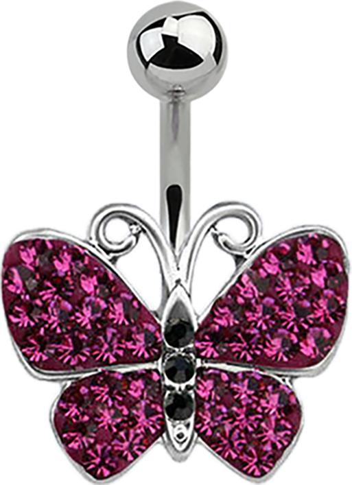 Immagine prodotto Star Piercing Banana argento farfalla fucsia (Acciaio chirurgico 316L)
