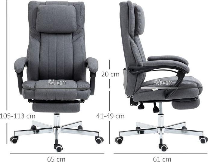 Image du produit Swisshandel24 Siège de bureau avec 5 modes de massage, ergonomique, avec fonction inclinable, repose-pieds