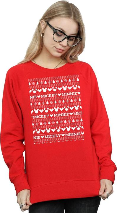 Actual product image Disney Womens/Ladies Mickey And Minnie Christmas Fair Isle Sweatshirt (M)