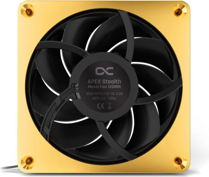 Actual product image Alphacool Apex Stealth Metal Power 120mm fan 3000rpm (gold/black) (120 mm, 1 x)