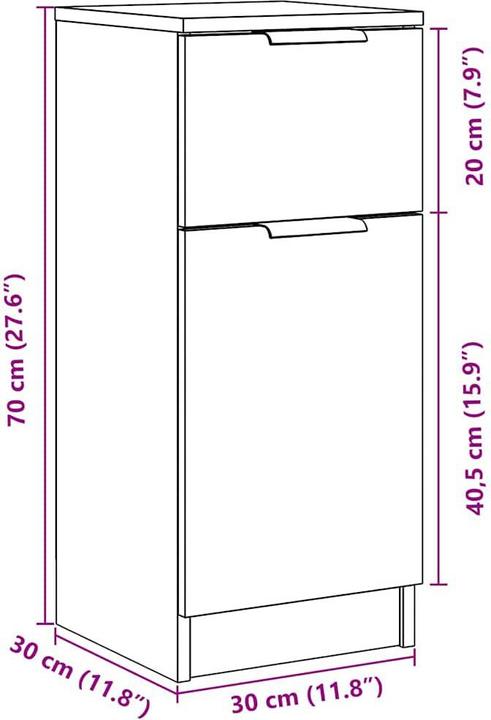 Produktbild VidaXL Sideboard Artisan-Eiche 30x30x70 cm Holzwerkstoff (30 x 30 x 70 cm)