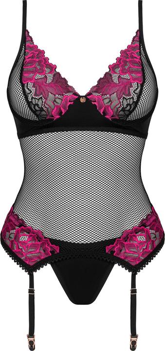 Image du produit Obsessive Corset avec Jarretelles Rosenty - Noir/Violet (XL)