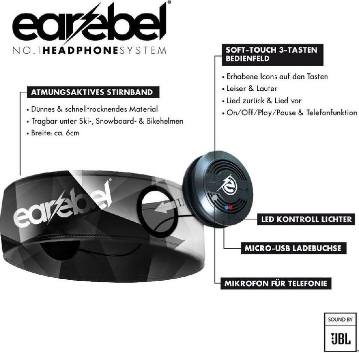 Produktbild Earebel - Elite - Hoofdband maat L/XL - on ear - koptelefoon - sport koptelefoon - hardlopen - fitness fiets (XL)