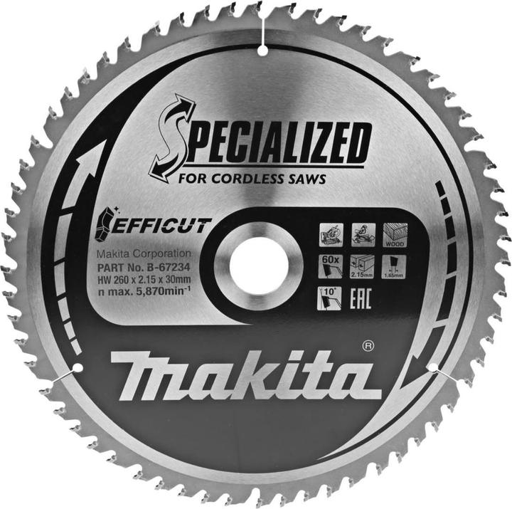 Productafbeelding Makita EFFICUT zaagblad 260x30x60Z