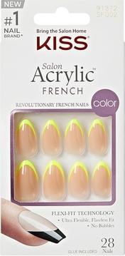 Image du produit KISS Adhesive nails Salon Acrylic French Color - Hype 28 pcs (Colle à ongles, Jaune néon)