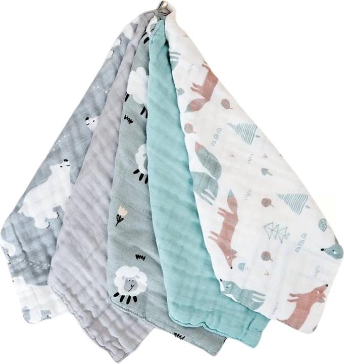 Milkii Flannel set made of two-ply muslin cotton, grey