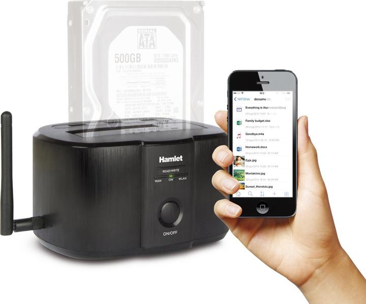 Actual product image Hamlet Wi-Fi Docking Station for 2.5" or 3.5" sata hard disks (1 Ports)